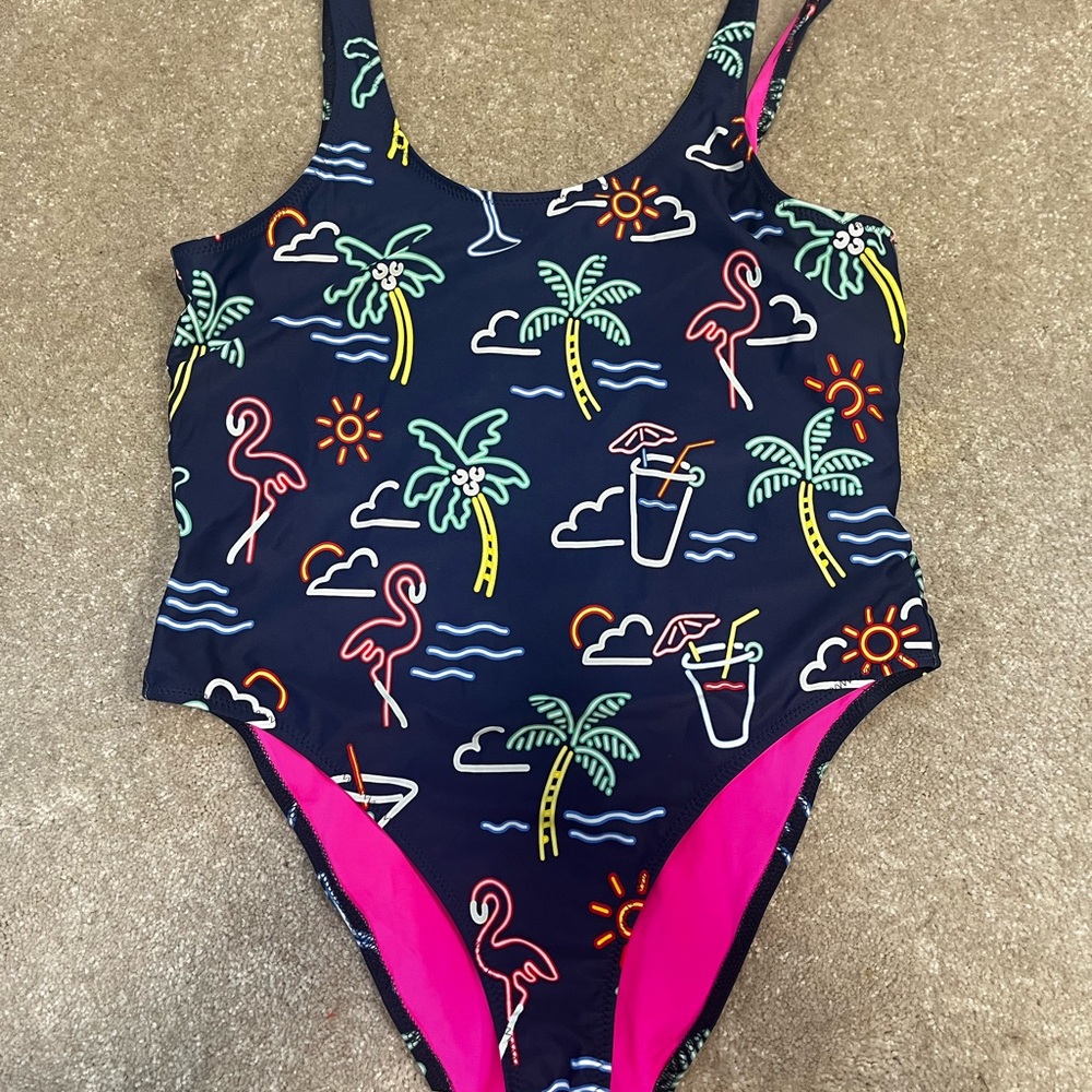 Chubbies Swim One Piece with Neon Tropical Print